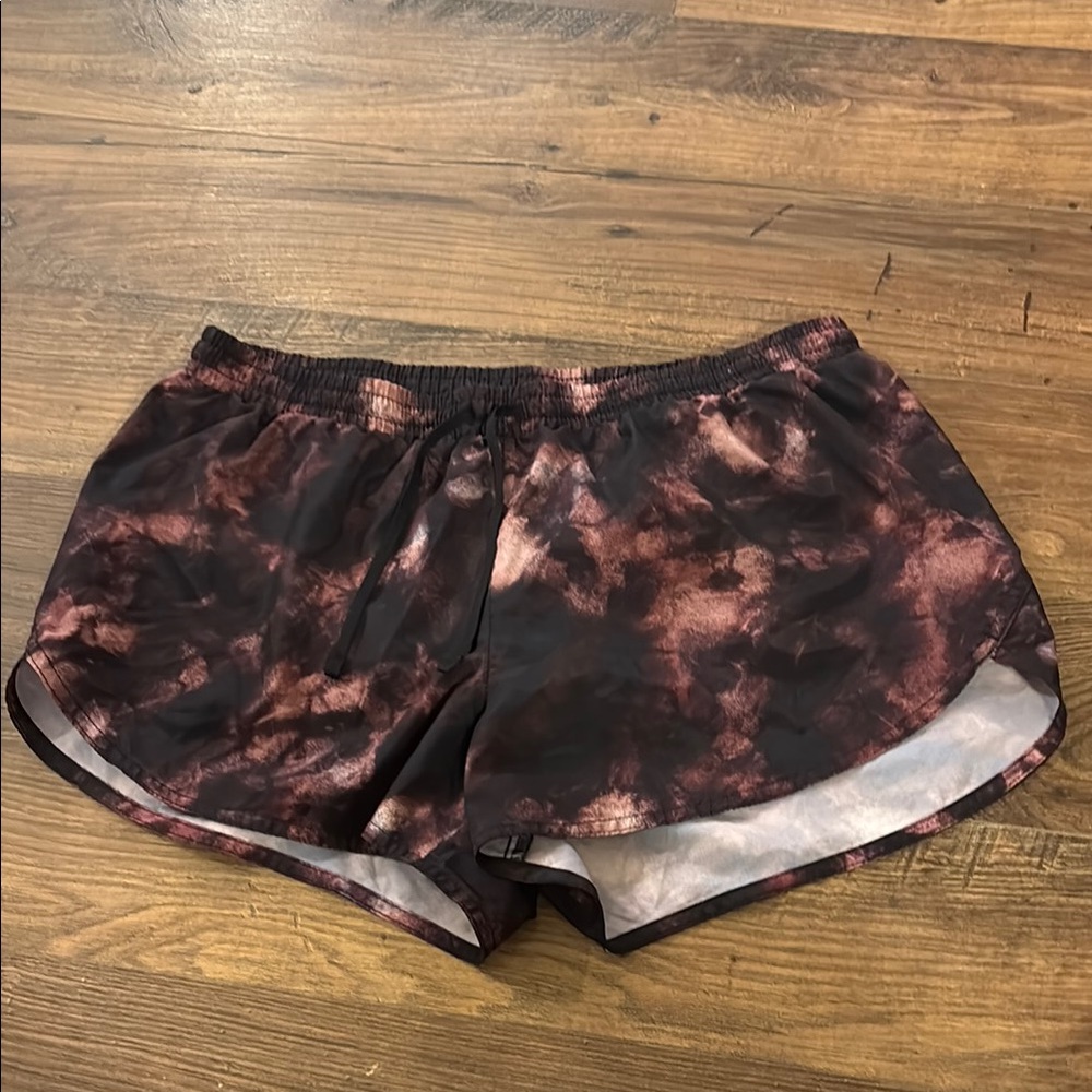 Women's Black and Brown Tie-Dye Shorts Size Medium With Built In Lining